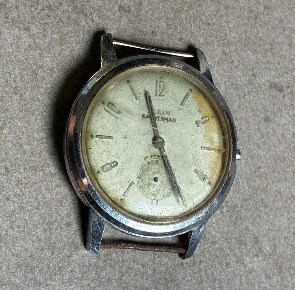 Vintage 1960s Elgin Sportsman 17 Jewel Watch Cal 723 Parts Repair No Crown 33mm